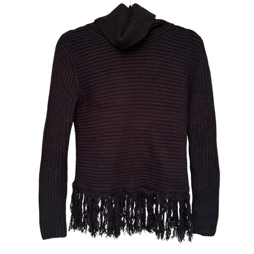 Michael Kors black fringe sweater- size s